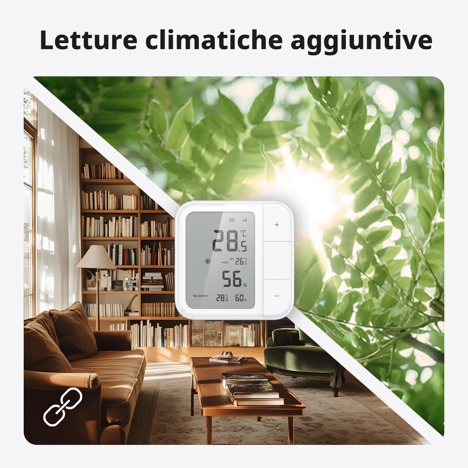 Aqara Termostato Ambiente W100 Thread/Zigbee, Monitoraggio della Temperatura e dell'Umidità, Wireless, Controllo Remoto HVAC, 3 Pulsanti Personalizzabili, Funziona con HomeKit, Alexa, Google