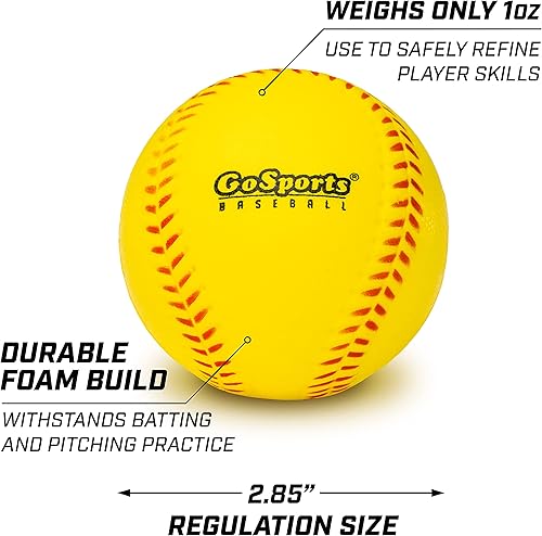 Miniatura 3 de GoSports Paquete de 12 pelotas de béisbol de espuma de tamaño reglamentario para lanzar, atrapar y practicar bateo suave y seguro
