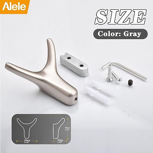 Miniatura 10 de 2 ganchos negros para abrigos montados en la pared, ganchos de metal resistente de doble pared para colgar abrigos, toallas, sombreros, etc., gran