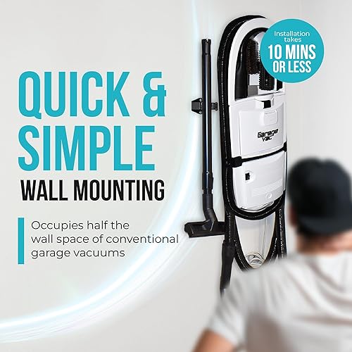 Miniatura 3 de InterVac Aspiradora de garaje para taller, aspiradora de garaje de 1 galón montado en la pared, aspiradora de manguera elástica para caravanas,