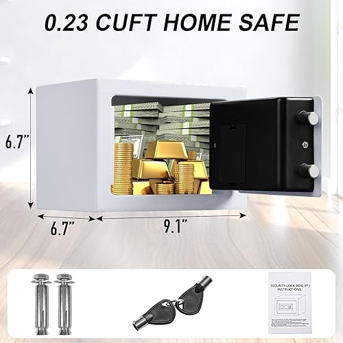 Miniatura 2 de Tenamic Caja de seguridad digital electrónica de 0.23 pies cúbicos, caja de seguridad digital con teclado, caja fuerte para gabinete, acero de