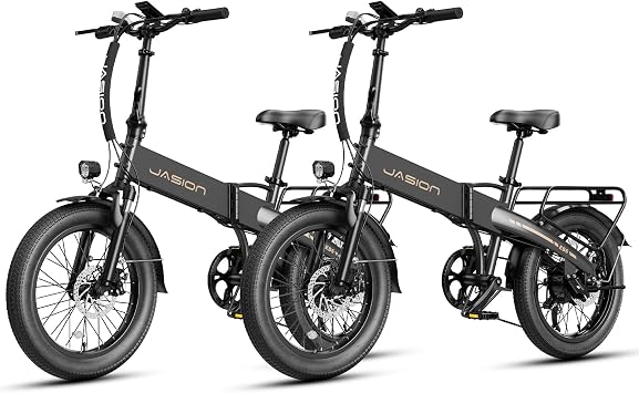Jasion EB6 Foldable Electric Bike for Adults,1200W Peak Motor, 25 MPH, 50 Miles Range 20" Fat Tire Ebike with 48V Built-in Battery, Lightweight Aluminum Frame E Bike for Commuting, Off-Road, Travel