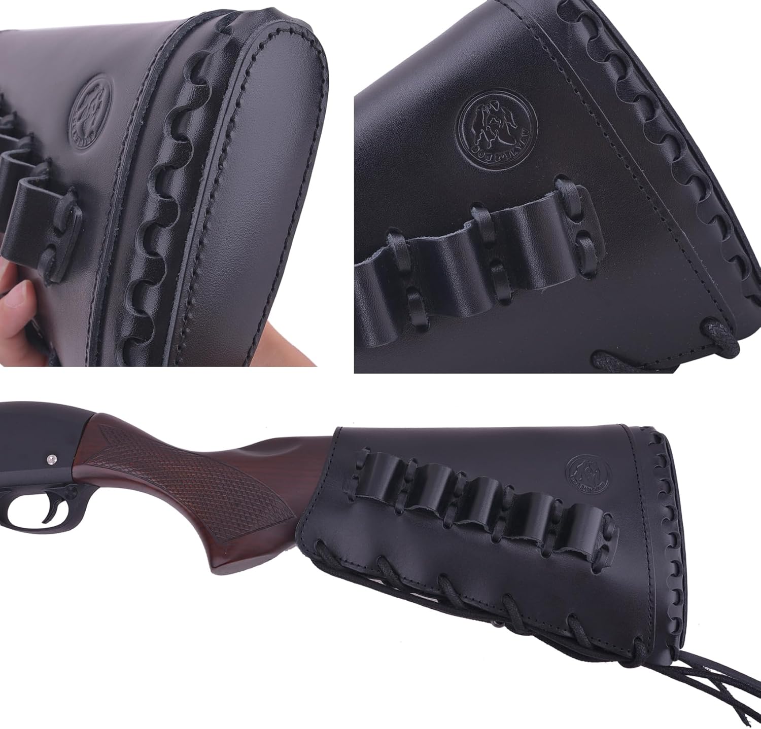 Full Grain Cowhide Leather Rifle Buttstock Ammo with Cartridge Holder for .45-70 308 30-06, Hand Stiched Ammo Sleeve