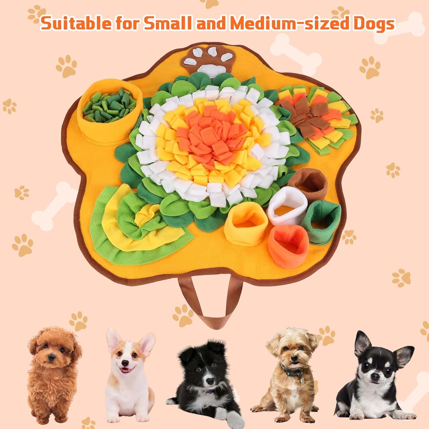 Yummy Sam Snuffle Mat for Small Medium Dogs, Portable Interactive Nose Smell Training Sniffing Pad with Puzzle Toys for Boredom Stimulating Slow Eating and Keep Busy (Orange)