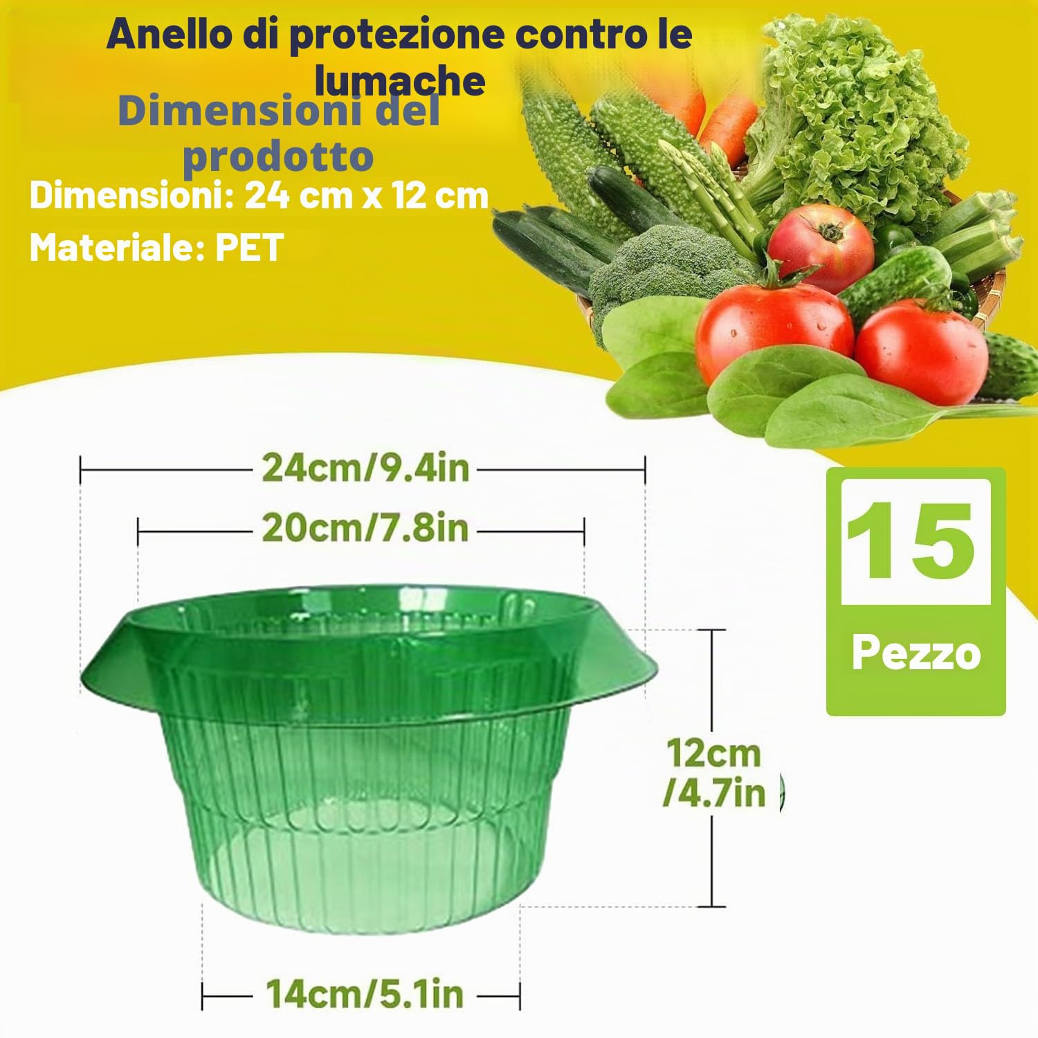 Collare per lumache, per Piante da Insalata e Carbone, Anti-lumache, Senza Prodotti chimici, Collo per lumache, Protegge Le Piante, per Essere più Belle(15 Pezzi)