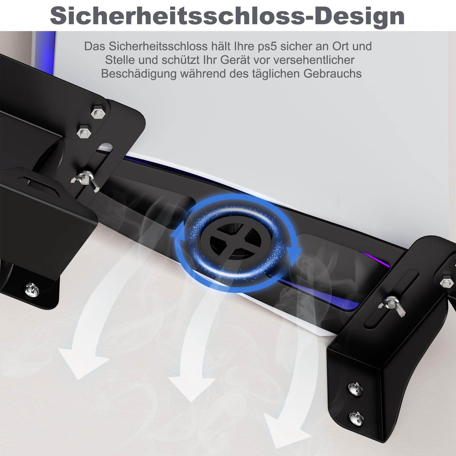 Supporto da Parete PS5 regolabile, Con Supporto per Impugnatura e Supporto per Cuffie, Solo per Console PS5, Compatibile con Playstation 5 Disc & Digital Edition, Nero