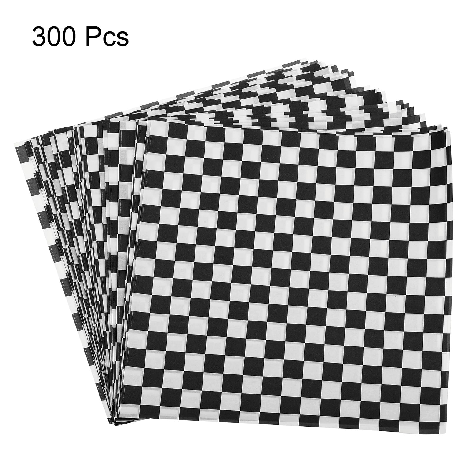 QUARKZMAN 300 Fogli Di Carta Oleata A Quadretti 8" X 8" Carta Assorbente Per Alimenti Per Sandwich Carta Da Forno Per Cestini Da Picnic Hamburger, Nero