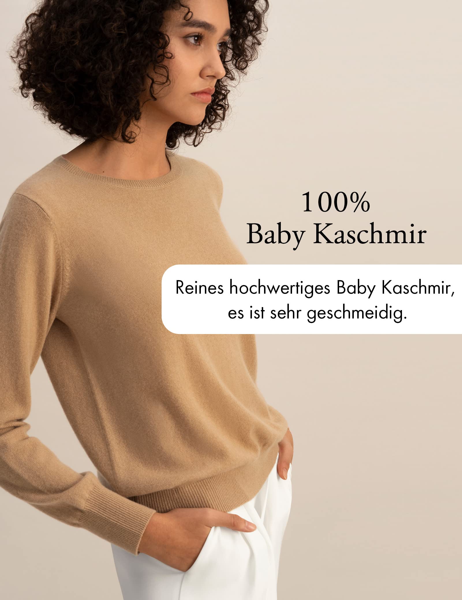 LilySilk Basic Pullover Pullover für Frauen 100% Baby Kaschmir, Weiches, Hautfreundliches Cropped Rundhalspullover Top mit regulärer Passform für den Frühling Herbst
