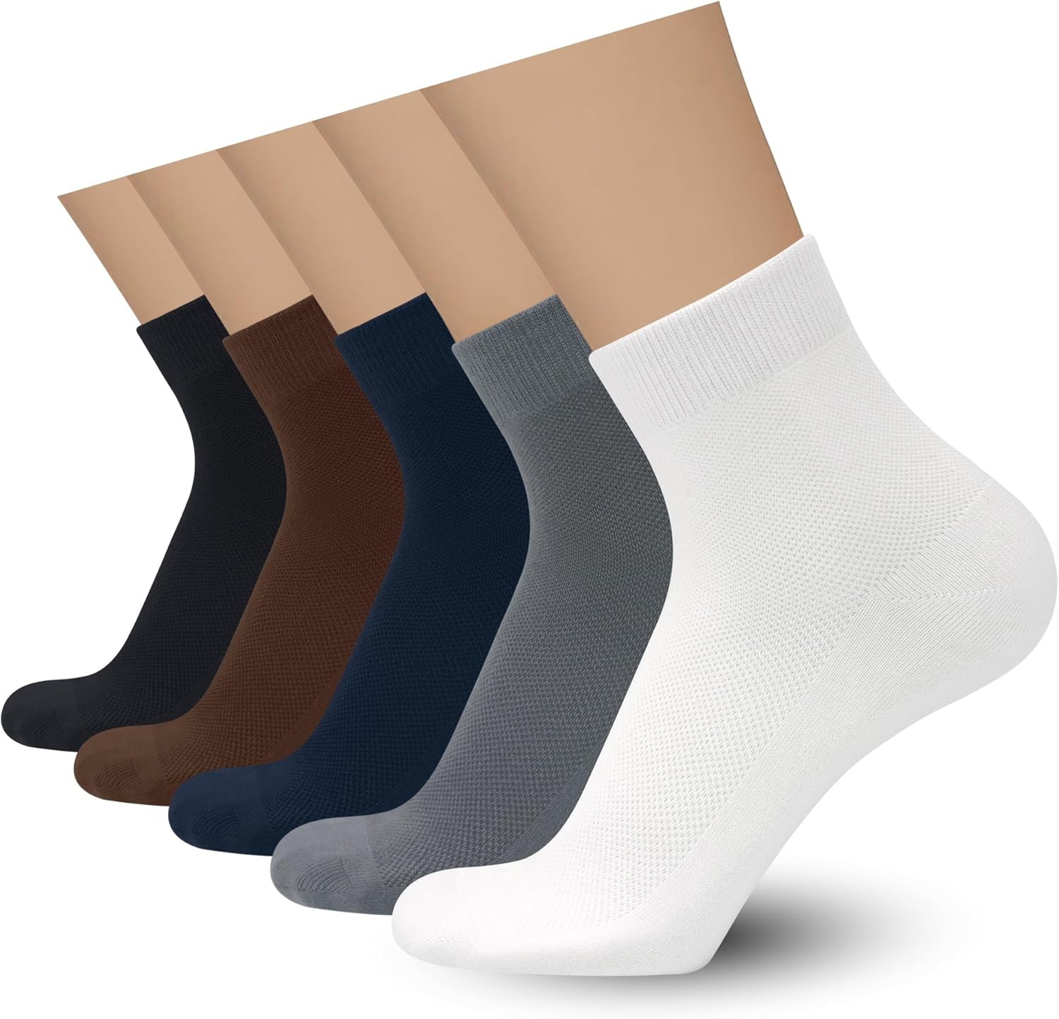 SERISIMPLE Mens Rayon Bamboo Ankle Breathable Socks Thin Quarter Athletic Comfortable Casual Mesh Socks 5 Pairs