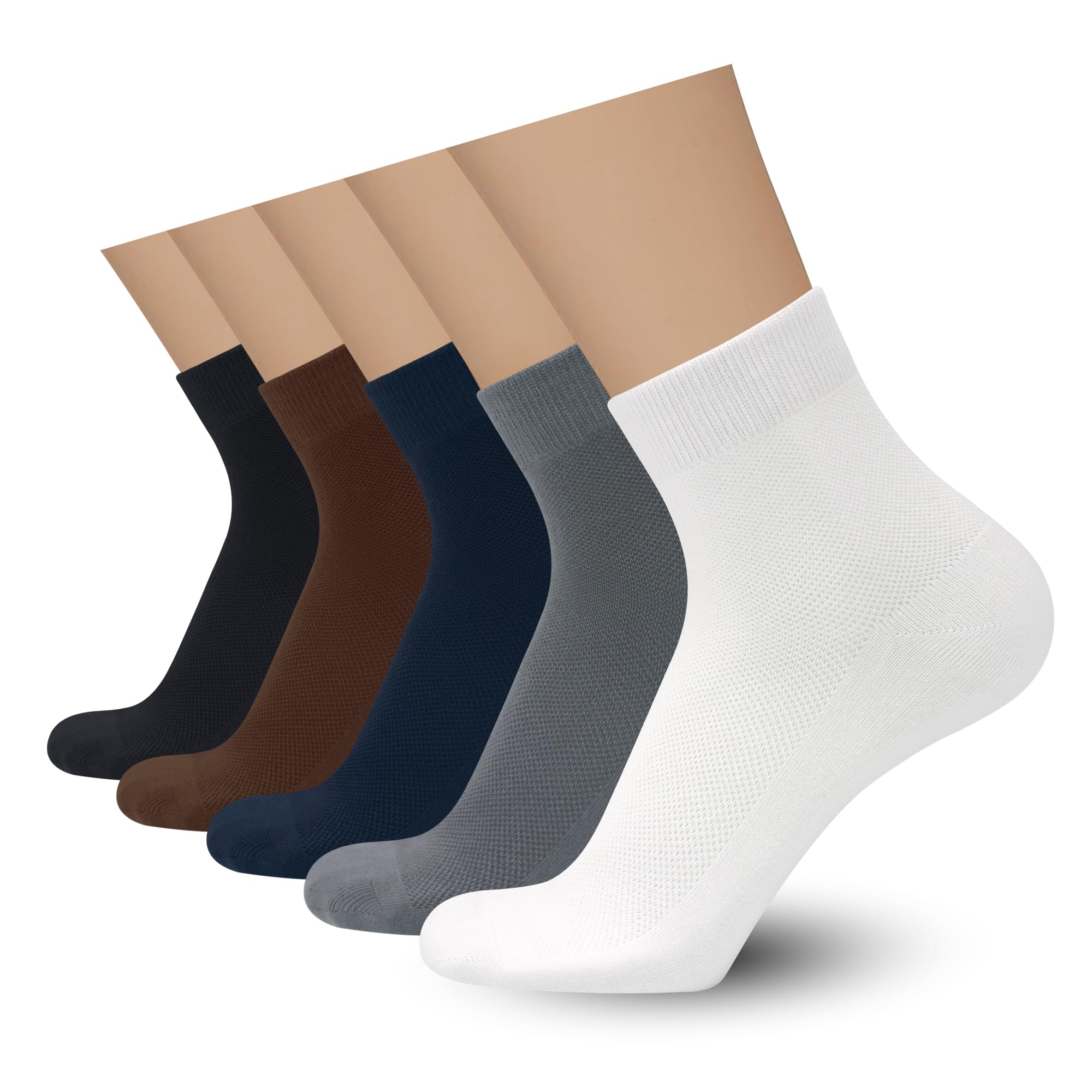 SERISIMPLE Mens Rayon Bamboo Ankle Mesh Socks Thin Quarter Athletic Comfortable Casual Socks 5 Paris (US, Alpha, Large, Regular, Regular, Assorted)