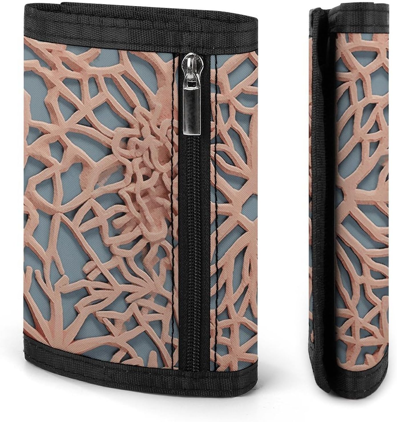 Coral Coloured Patterns Trifold Wallets Slim Wallet Novelty Pocket Purse Multiple Card Slots Outdoor Travel Wallet Stylish Durable Wallets For Men Women