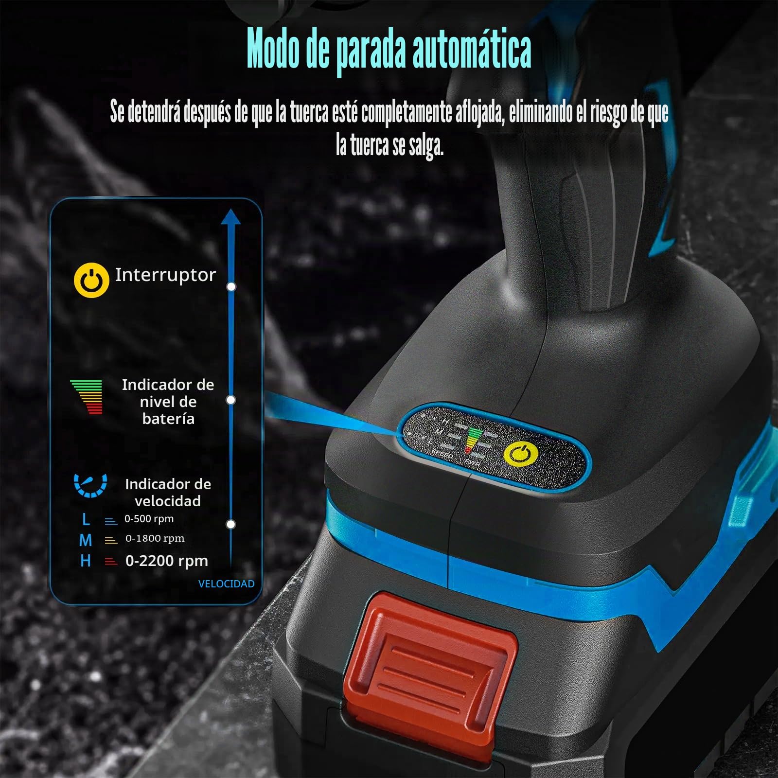 Atornillador de impacto con batería de 1/2 pulgadas, sin escobillas, 520 Nm, 18 V, compatible con luz LED, sin escobillas, para Makita (sin batería, sin cargador)