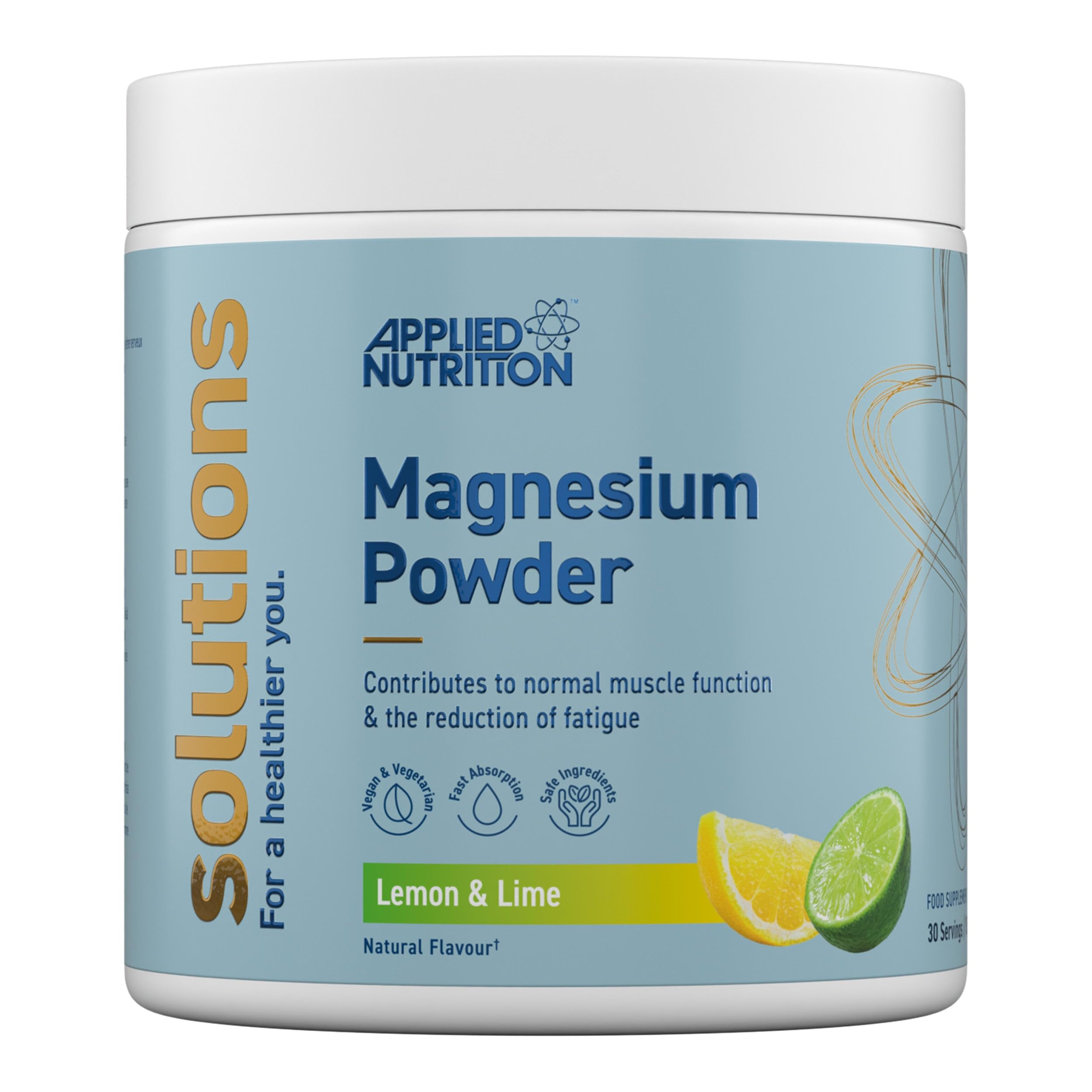 Applied Nutrition Solutions Magnesium Powder - Magnesium Bisglycinate & Citrate - 130mg per Serving for Nerve Function - Reduces Tiredness - Vegan - Halal (150g - 30 Servings) (Lemon & Lime)