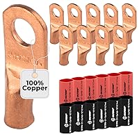 Vista 498 de SELTERM - 2 terminales de anillo resistentes para cable de batería, calibre 4 AWG, pernos de 3/8 pulgadas, terminales de calibre 4, ojales de cobre