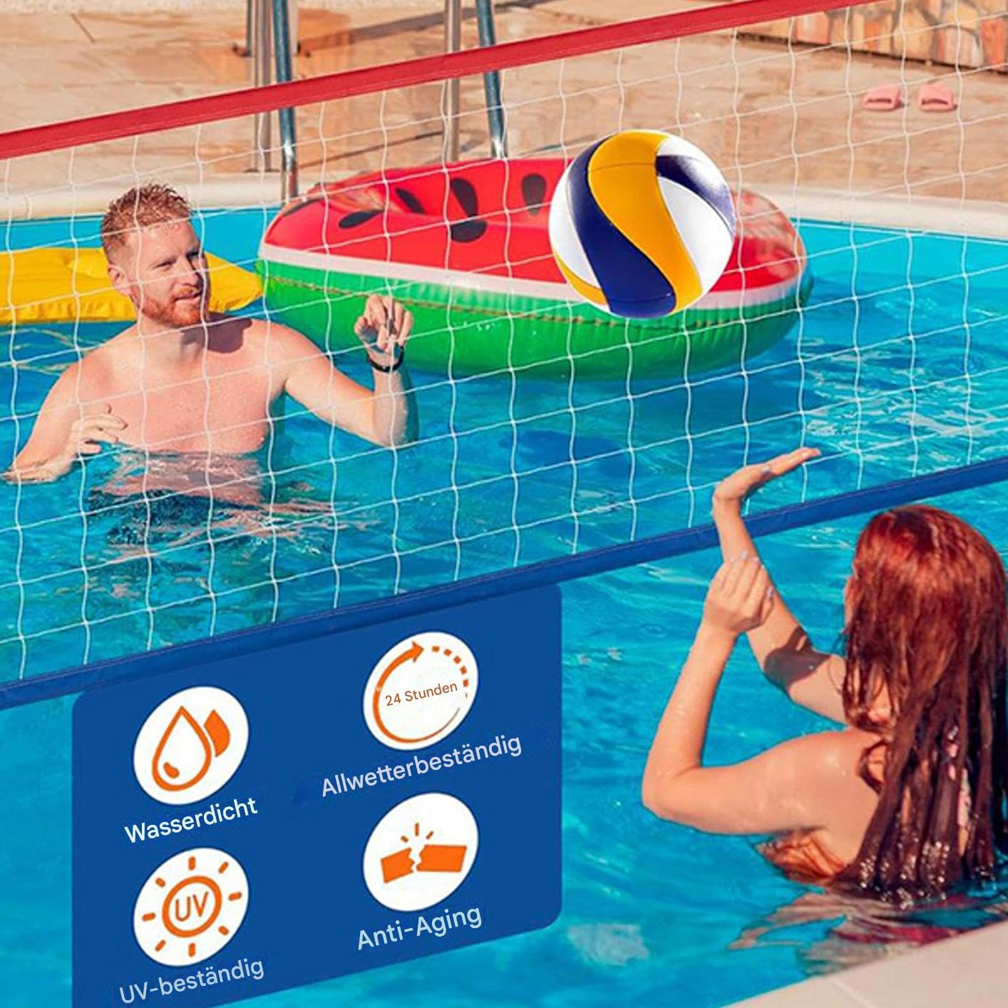 Schwimmbad Volleyball Netz | 4,5x0,9M Freibad Volleyballnetz Für Außenbereich - Zubehör Tragbare Wasserspiele Ersatzteil Für Badminton Tennis Erwachsene Und Kinder