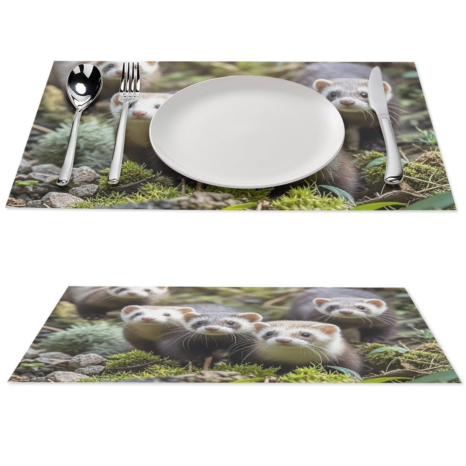 Sets de table furets en PVC lavables résistants pour terrasse et salle