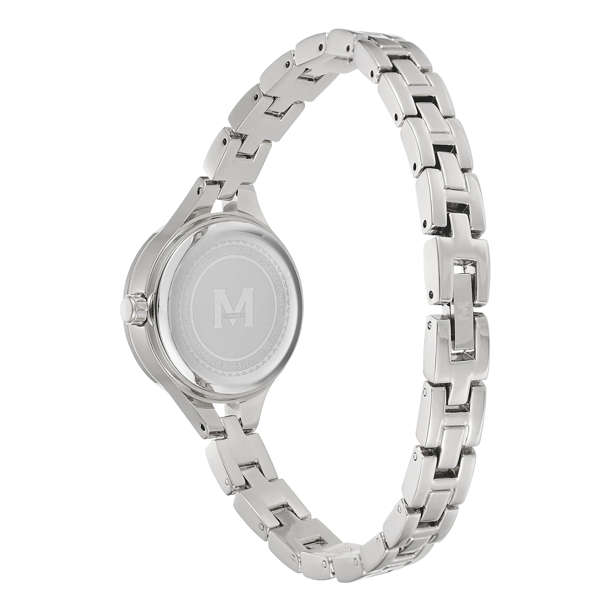 Miykon Silber- und Gold-Uhren für Damen, kleine zierliche Damenuhr mit echten Kristallen, ionenpoliertes Damen-Schmuckarmband, kratzfestes Glas, japanisches Quarz, 30,5 m wasserdicht, Silbernes