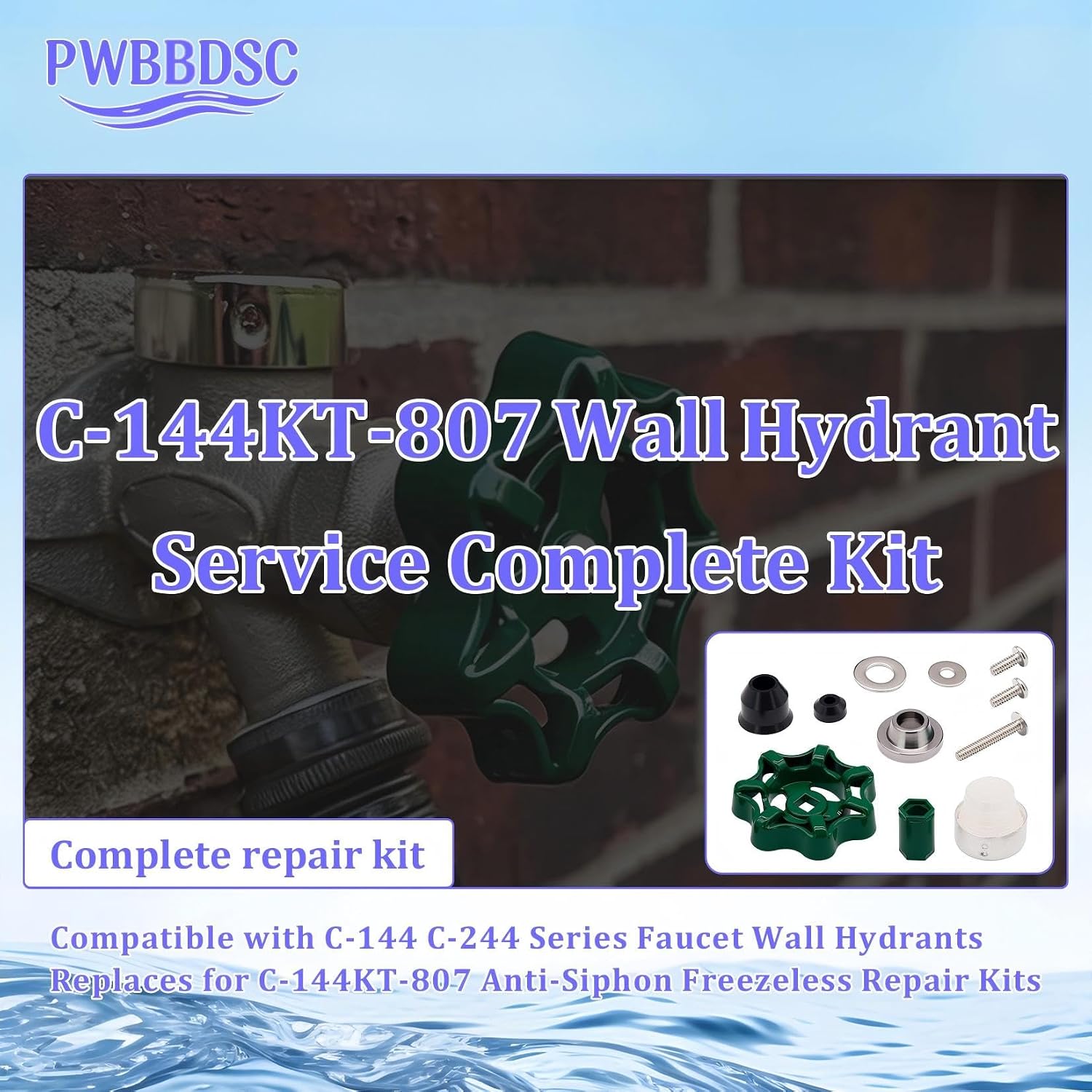 C-144KT-807 Complete Wall Hydrant Service Kit Fits for C-144 C-244 Series Wall Hydrants Replace for C-144KT-807 Anti-Siphon Freezeless Faucet Repair Kit (1 Set)