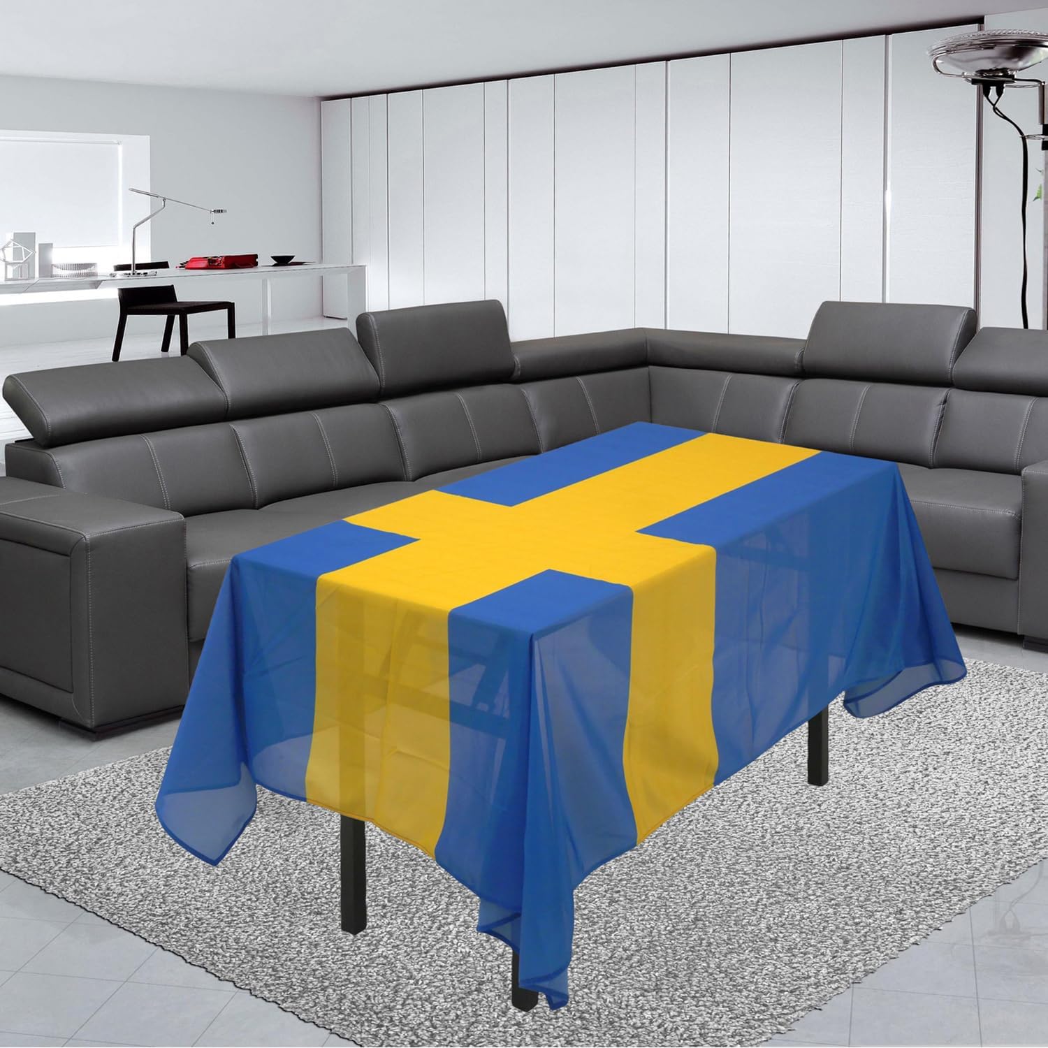 Sweden Swedish Flag Tablecloth,Rectangular Tablecloth Fade-Resistant Washable National Flag Tablecloth, Suitable for Kitchen Dining Family Gatherings and Outdoor Events,Home Decoration.