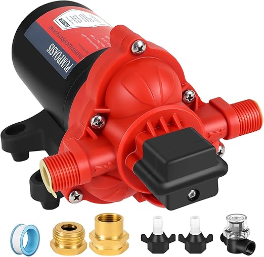 12V Pump, 2.5gpm-8amp-60psi, Chemical and Corrosion Resistant, Compatible with Roundup, Diaphragm Pump with Pressure Switch and Self-Priming for Agricultural Spraying, Rv, Boats, Etc