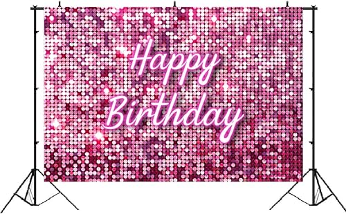 Miniatura 2 de Lofaris Telón de fondo cuadrado rosa para fotografía de feliz cumpleaños, paneles de pared de lentejuelas brillantes para pared de dulces 16 niñas y