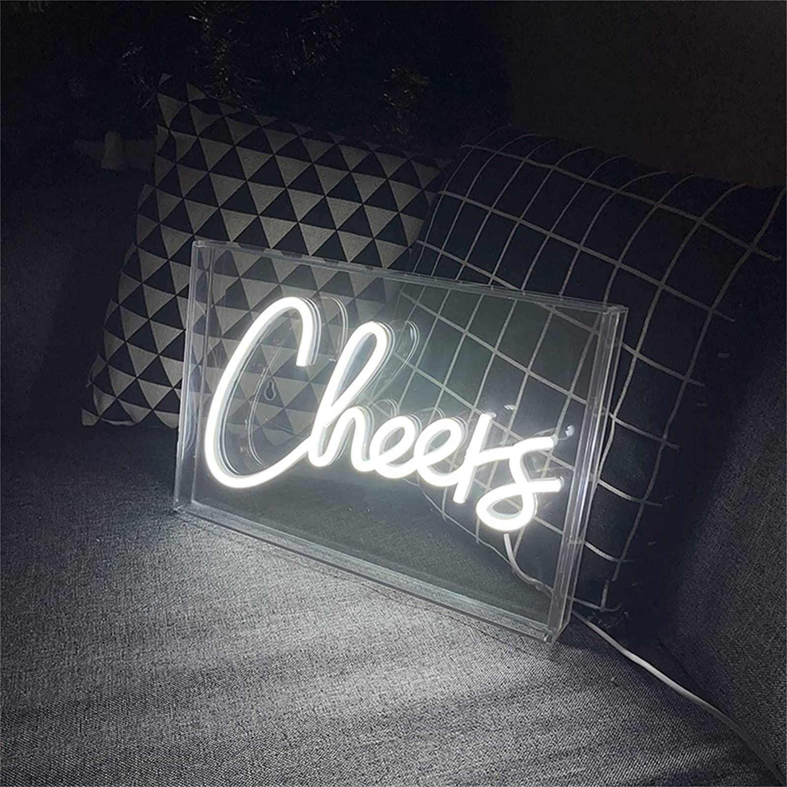 NAKEAH Luz Blanca fría Letrero de neón LED Luz de Modelado LED Letrero de Letras Luminosas Panel de acrílico Luz Decorativa de neón, 30X20cm