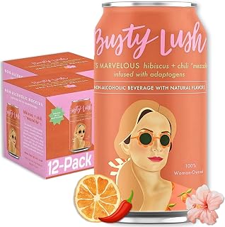 Busty Lush Craft Mocktails – Non-Alcoholic Sparkling Drinks, Zero Proof Drinks, Mezcalita, Alcohol Alternative – Infused with L-Theanine, Low Calorie, Ready to Drink | 12 oz (8-Pack)