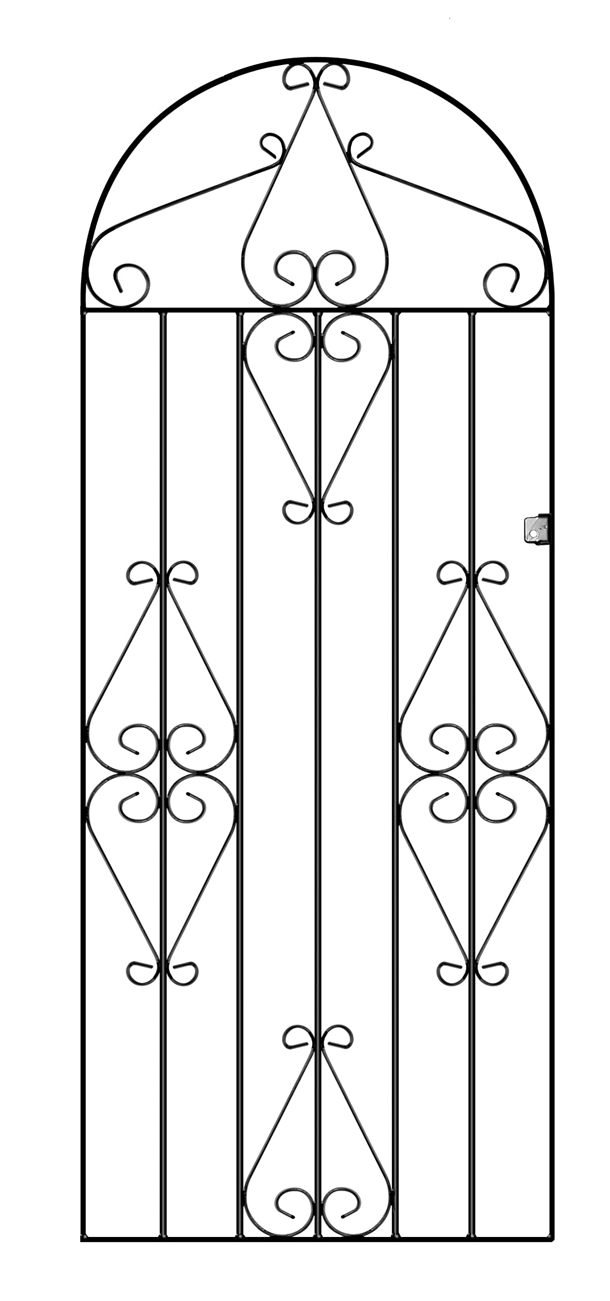 Classic Scroll Tall Bow Top Metal Garden Gate Galvanised Wrought Iron Style Swing Gate (838mm Gap x 1791mm High CBZP41)