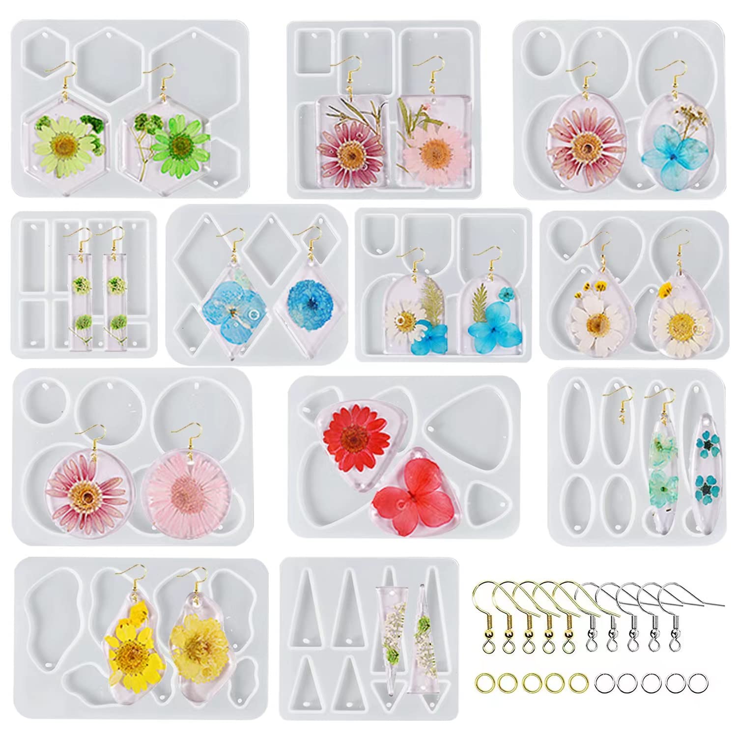 Zayookey 4-Piece Silicone Earring Mold Set - 50 Fruit & Veggie Cavities For Resin Jewelry DIY - View #8