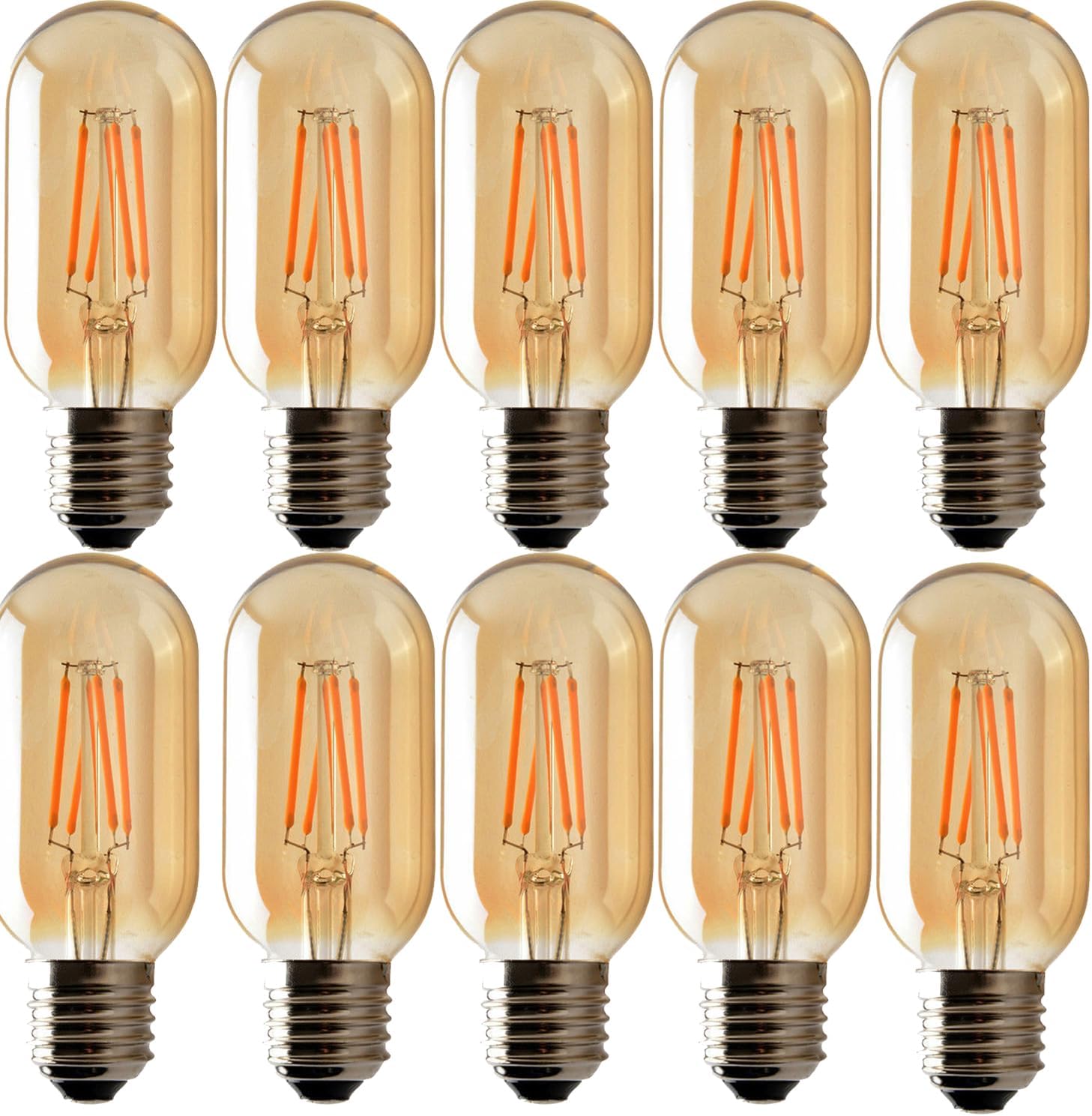 Edison Light Bulb, T45/T14 4W E26/E27 Vintage Bulb Dimmable Antique Tubular Light Bulb, 2700K,110-240V Decorative Light Bulb for Home Light Fixture, Warm White (3)
