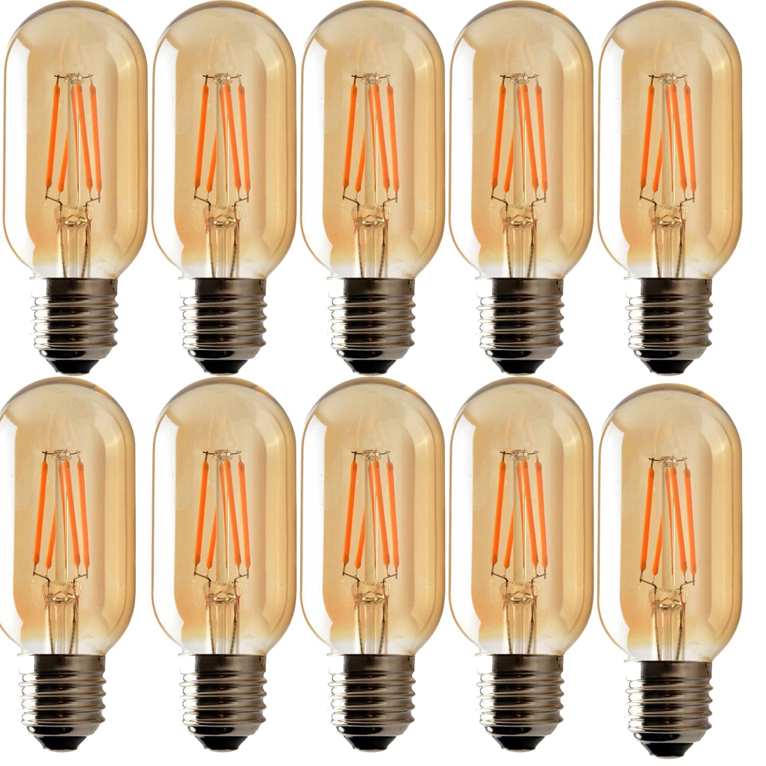 Ledsone Amber 3 Pack Edison Light Bulb 4W, E27 Vintage Light Bulbs, Warm Light 2700K, 400Lm, Tubular T45 Glass Light Bulbs, Antique Decorative Light Bulb, Dimmable