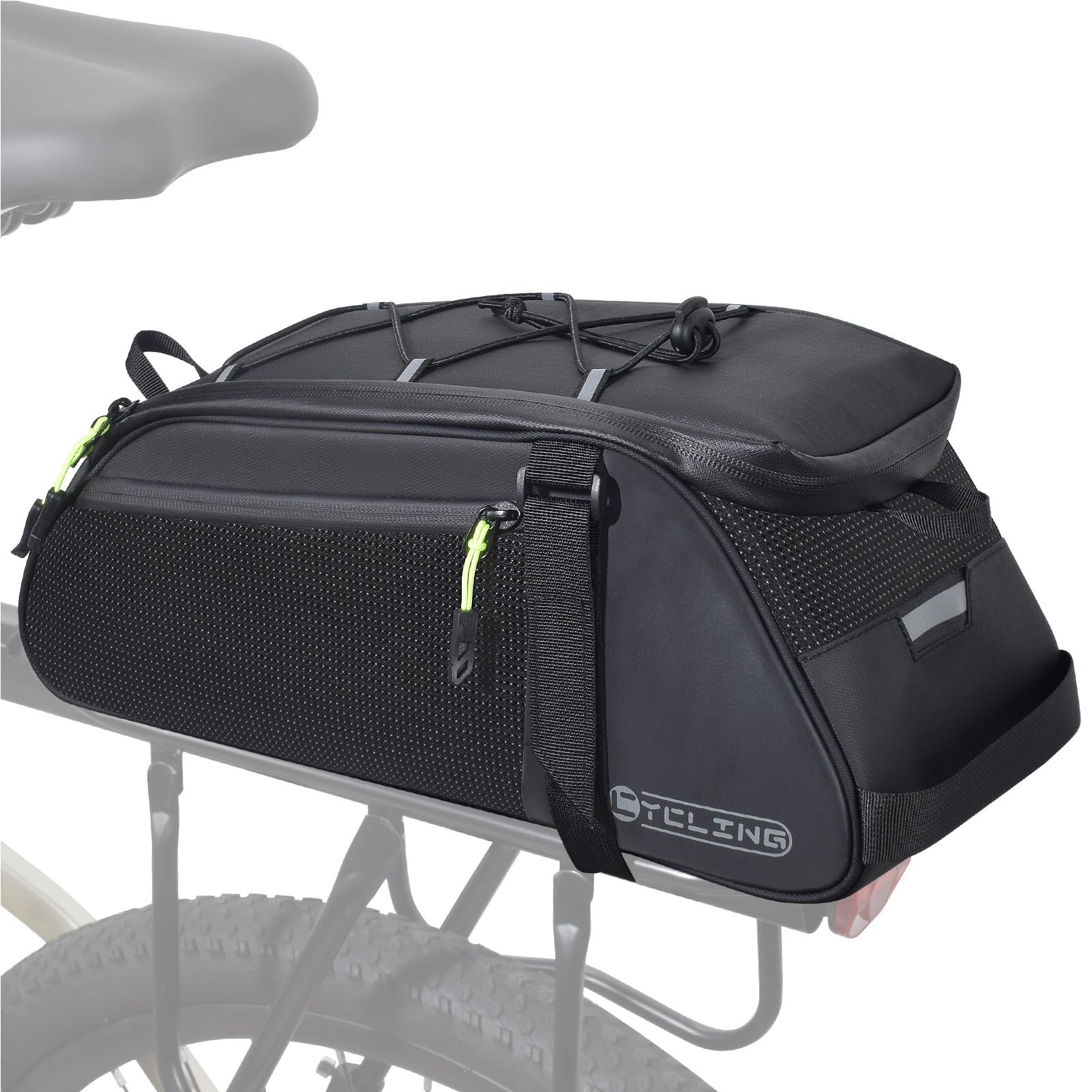 Aomiun Rear Bike Rack Bag 8L Bike Trunk Bag Rainproof Reflective Saddle Panniers with Shoulder Strap