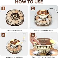 Vista 6 de Nest I - Incubadora de 12 huevos para principiantes, giro automático de huevos, humedad constante con botella de agua de recarga automática