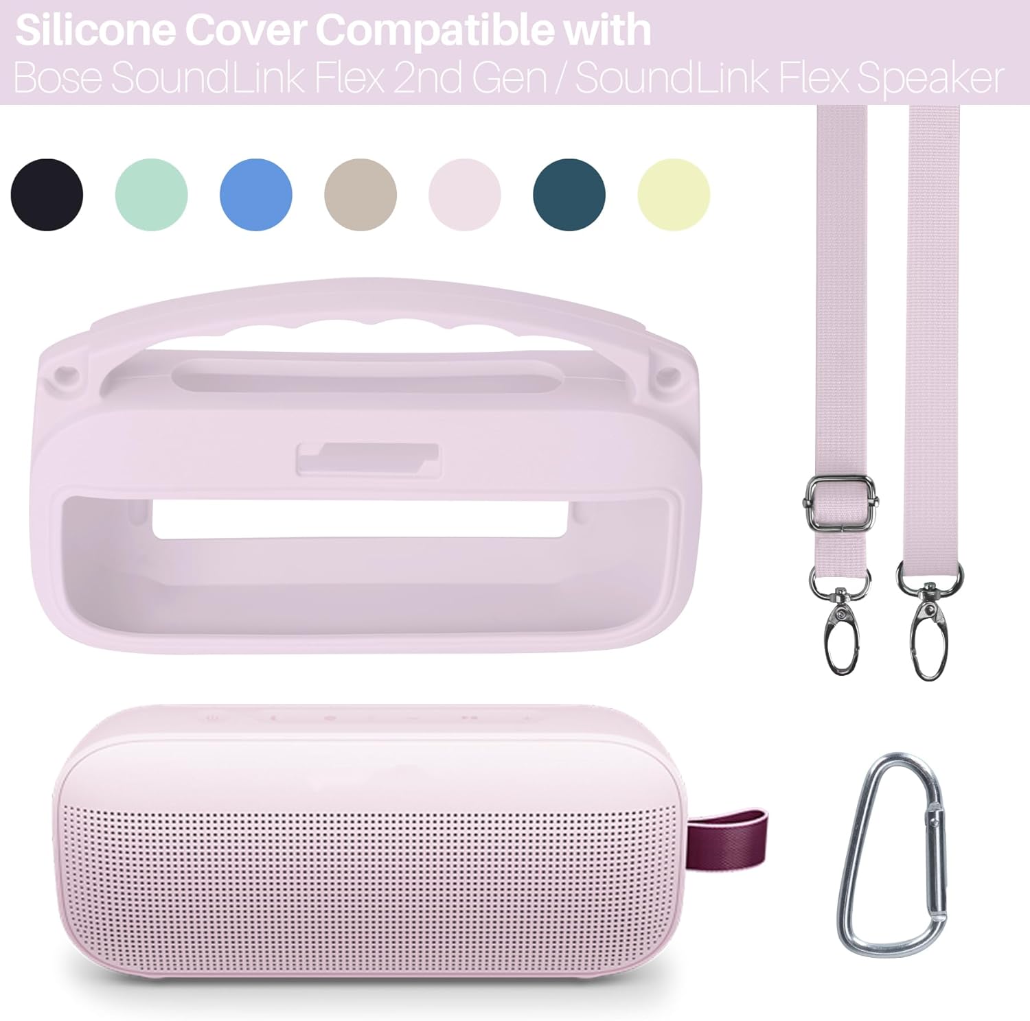 2nd Gen Silicone Cover Compatible with Bose SoundLink Flex 2nd Gen/SoundLink Flex Portable Speaker (Petal Pink Cover) - Image 2