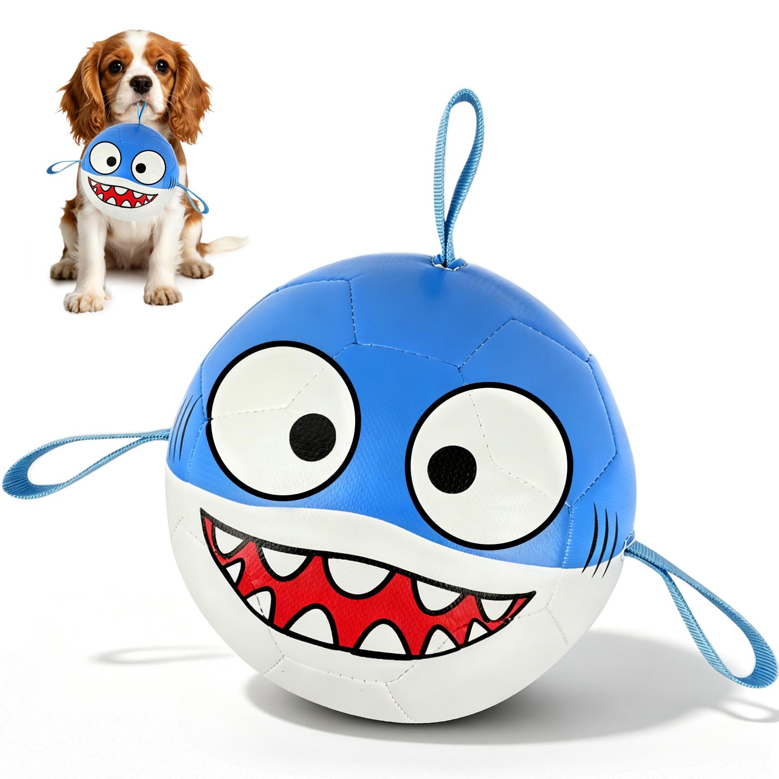 Vivifying Interactive Dog Toys Ball, Dog Football with Grab Tags Play Indoor&Outdoor for Tug of war and Burning Energy, Dog Ball for Small Dogs (15.24cm/6in)