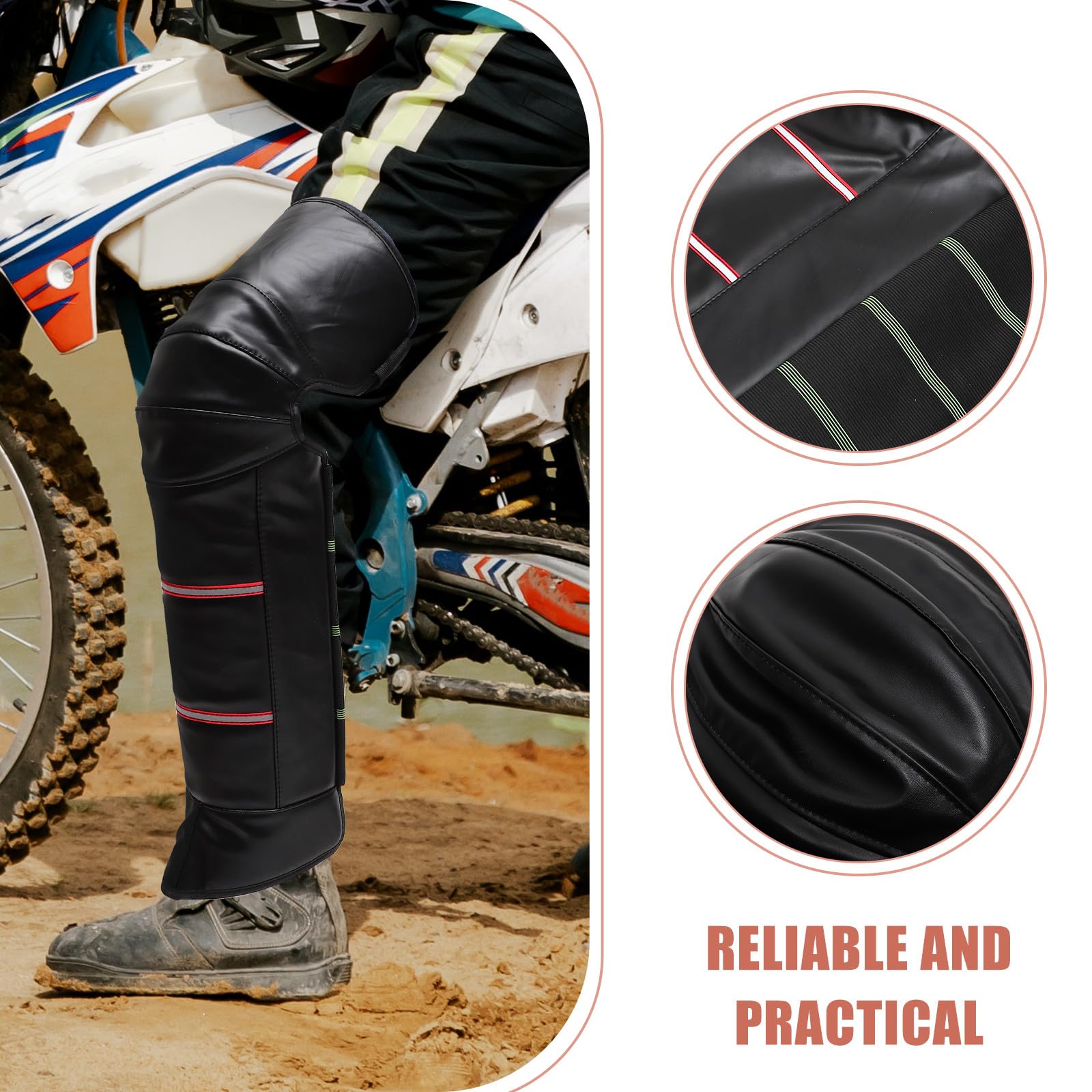 OUNONA 2 Pezzi Protezioni Ginocchio Moto Invernali Riscaldate Antivento Strisce Riflettenti, Maniche Lunghe per Ciclismo, Sci e Alpinismo, Accessori Sicurezza per Guida Colore Casuale