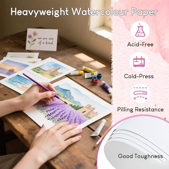 STATIONERY ISLAND 80 Sheets Watercolour Paper Bulk, 5