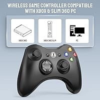 Vista 5 de ASTARRY Controlador inalámbrico compatible con Xbox 360 control de juego de 24 GHZ joystick compatible con Xbox y Slim 360 PC Windows 7 8 10 negro