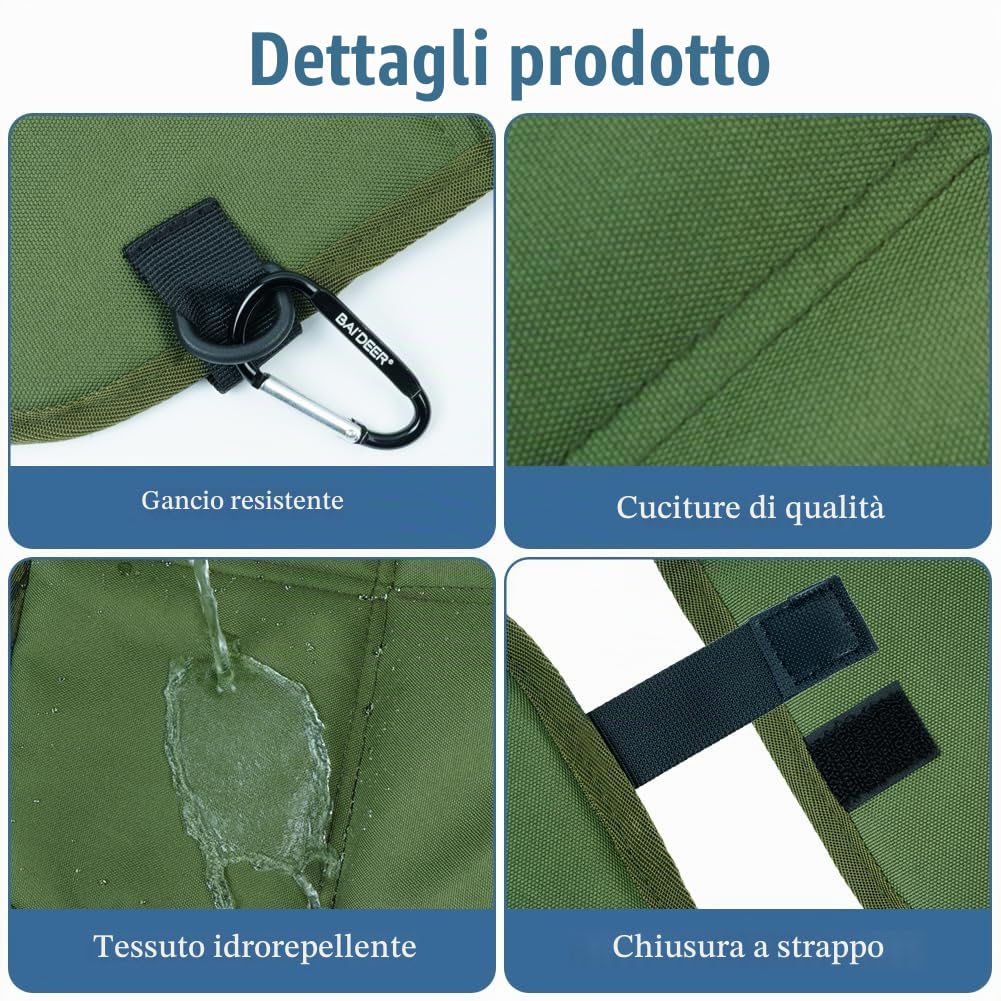 HOTUT Tappetino Pieghevole Outdoor, Cuscino del Sedile in Tessuto Oxford Impermeabile, Cuscini da Seduta Pieghevoli da Esterno in Tessuto Oxford, Escursioni, Picnic, Campeggio, 36 x 32 cm, Nero, Verde