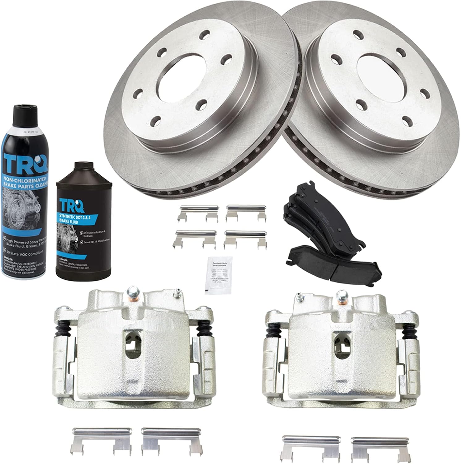 TRQ Front Brake Pad & Rotor Kit Ceramic Compatible with 02-06 Cadillac 99-08 Chevrolet GMC