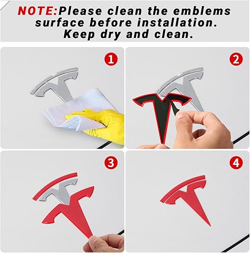 Miniatura 19 de Nanaholy Juego de 3 calcomanías para emblema Tesla modelo Y 2024 2023 2022 2021 2020 (W-negro - patrón de fibra de carbono)