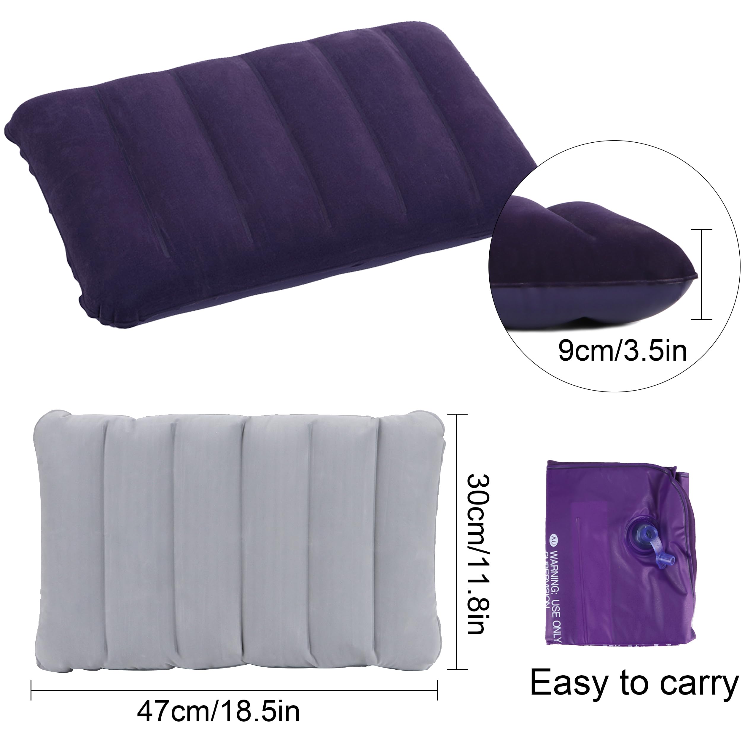 JSMTKJ 4X Almohadas Inflables de Viaje para Acampar Almohada para Inflar Almohadas de Camping Hinchables Almohada de Viaje Cojín de Aire para Playa, Senderismo