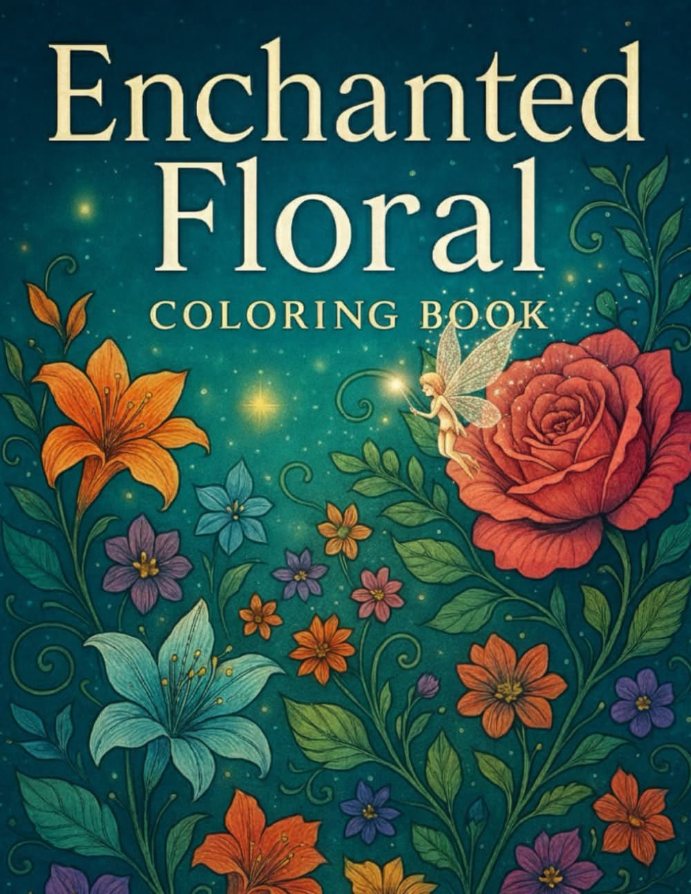 Enchanted Floral Coloring Book: Forty-Nine Flowers and One Fairy: A Relaxing Botanical Coloring Journey