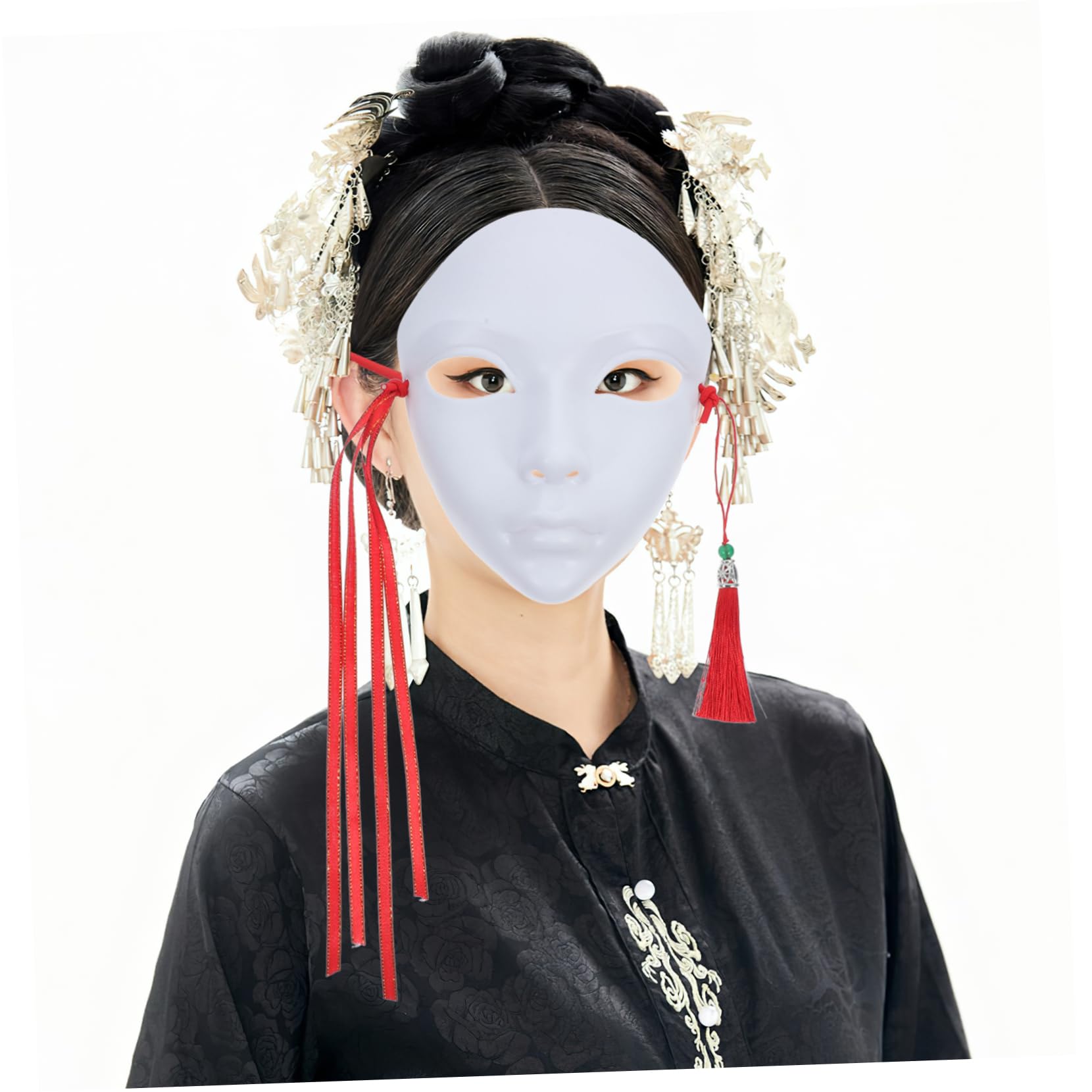 ibasenice Maschera in stile cinese maschera non verniciata mascherata bianca per adulti costume maschera da colorare maschere da decorare maschera mascherata bianca maschera bianca pp
