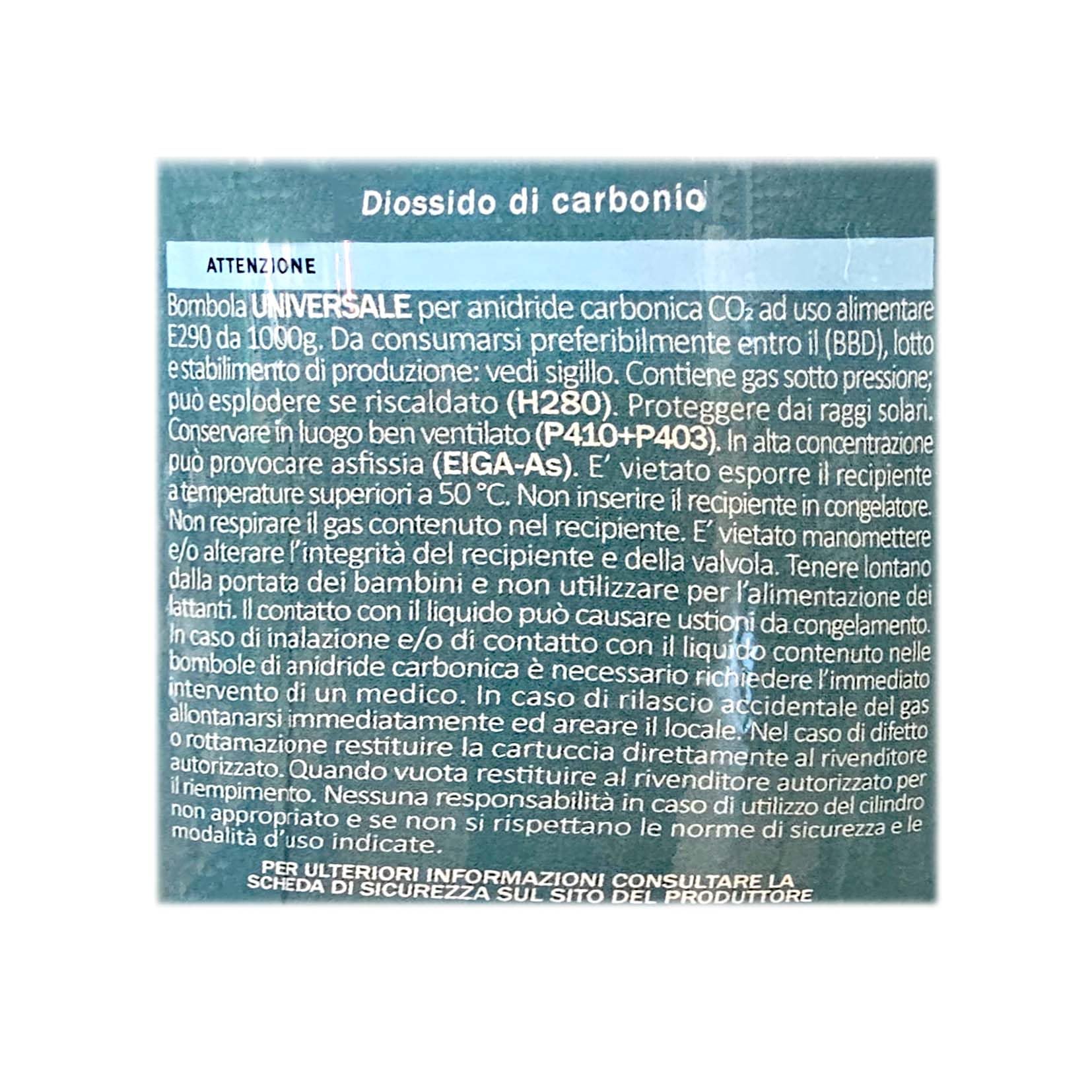 Servizio di ricarica bombola CO2 da 1 kg attacco ACME. Minimo 2 bombole vuote da rendere - SOLO PER CHI HA VUOTI DA RENDERE