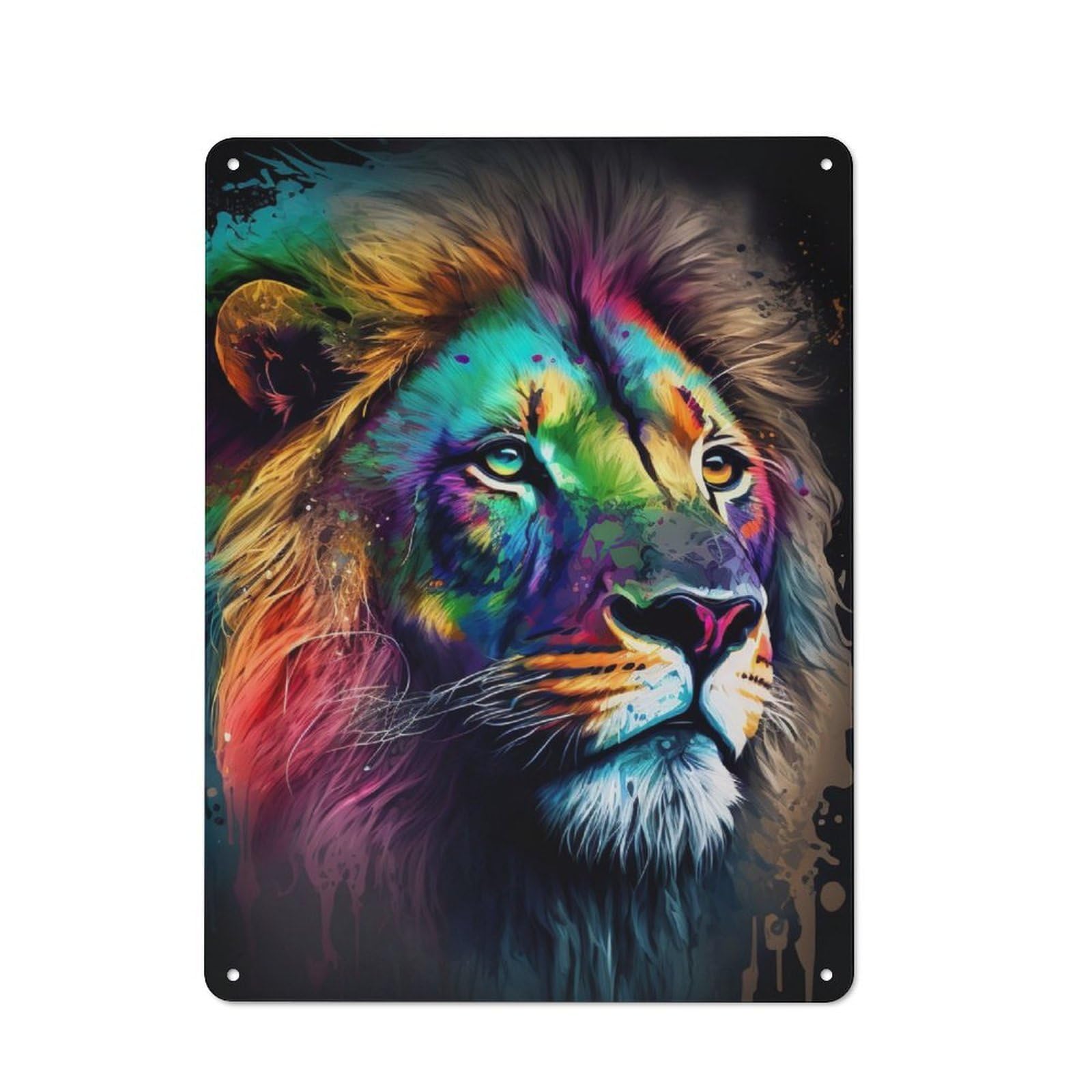 Junmoney Color Splash Lion Vintage Metal Sign 40X30cm For Dining Room Or Kitchen, Suited To Home Decor Collectors