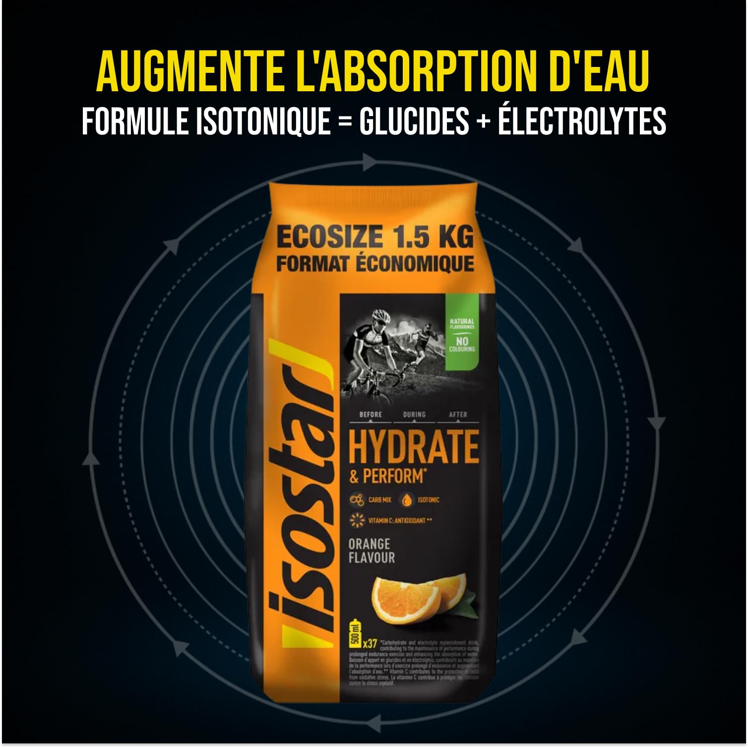 ISOSTAR – Hydrate & Perform Orange – Poudre Boisson Isotonique Sport – Boisson Énergétique Endurance avec Électrolytes, Vitamine C & B1 – Hydratation Running, Vélo & Trail – 1,5 kg