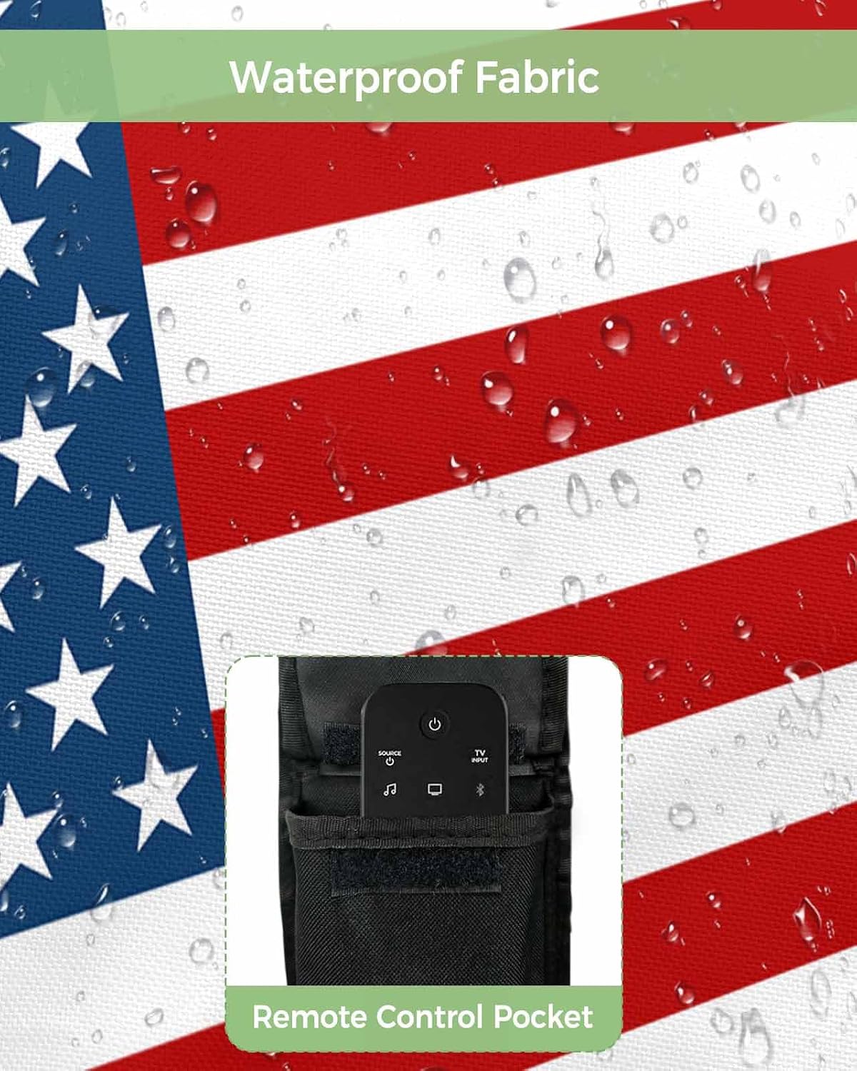 American Flag Outdoor TV Cover 48 to 50 Inches Weatherproof & Waterproof, Red Striped Blue Star Outdoor TV Enclosure with Remote Control Pocket, The USA Flag TV Screen Protectors for Outside TV image 3