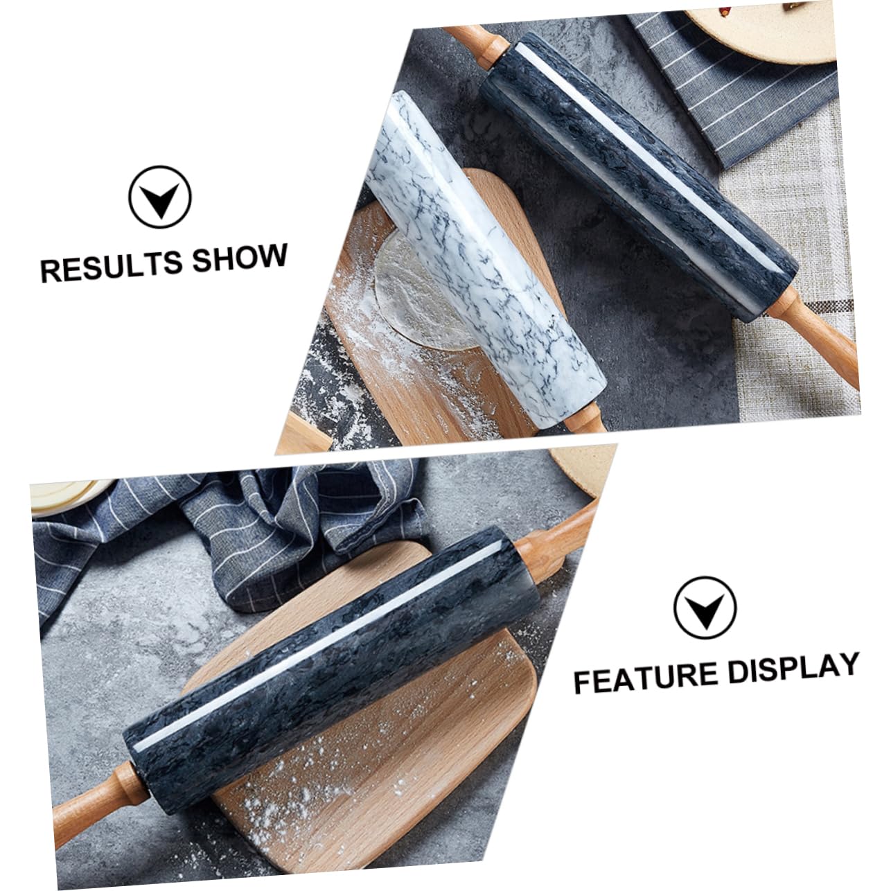 Zerodeko Rouleau à Pâtisserie en Bois et Marbre Poignée Ergonomique Outil Cuisine Pratique