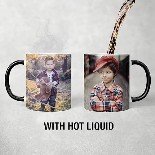 Miniatura 6 de Taza personalizada que cambia de color, tazas de café mágicas personalizadas con texto de imagen, 11 onzas, taza sensible al calor, con nombre,